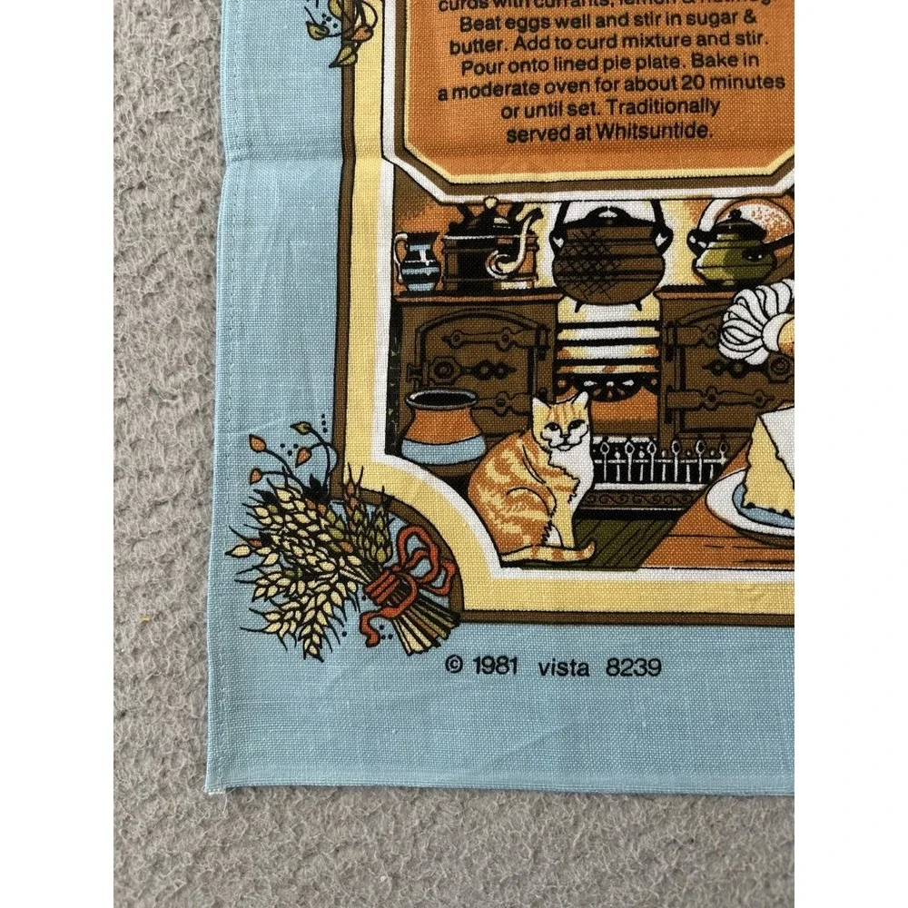 Vintage Traditional Yorkshire Recipes Tea Towel 1981 Made in Britain by Vista
